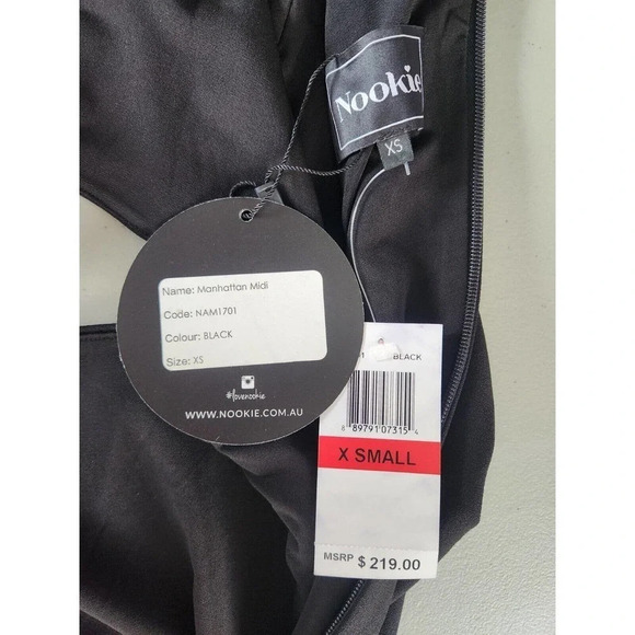 NWD Nookie Manhattan Midi Dress Size XS Black Cocktail Cutout Stretch - Picture 9 of 13